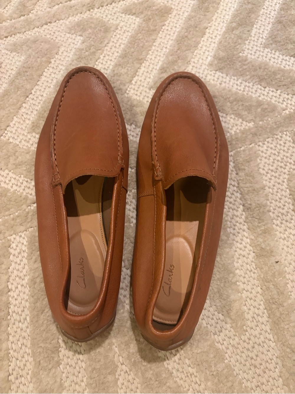 Clarks Men's Tan Leather Slip-On Loafers